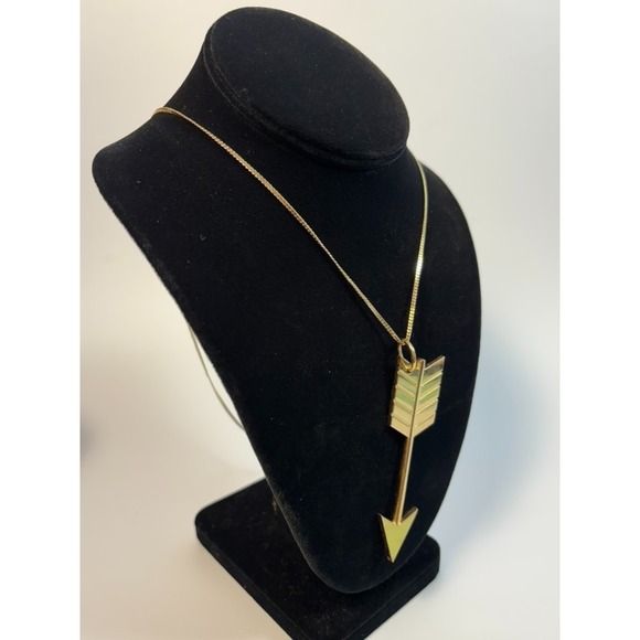 Vintage Necklace Park Lane Gold Tone 28 Inches Huge Chunky Arrow Pendant - Picture 2 of 6
